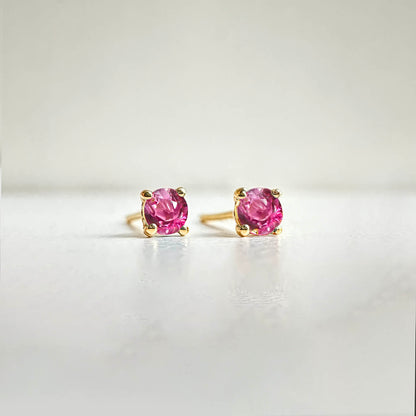 single tulip pink tourmaline earrings 18k gold