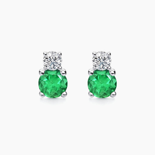 round emerald diamond earrings 18k white gold
