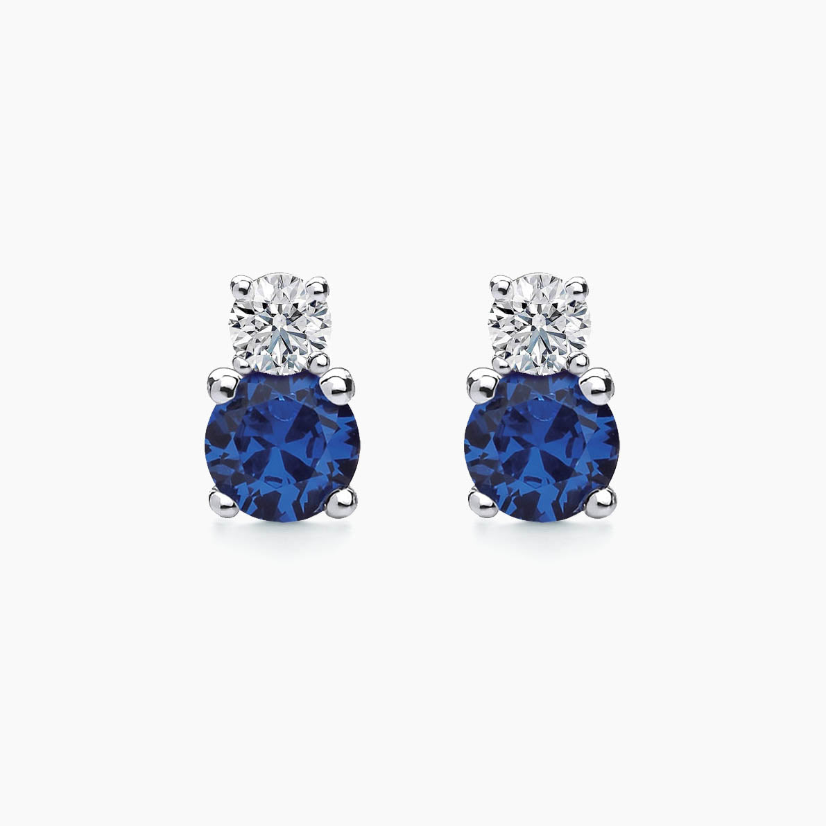 round sapphire diamond earrings 18k white gold