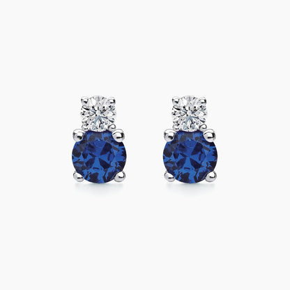 round sapphire diamond earrings 18k white gold