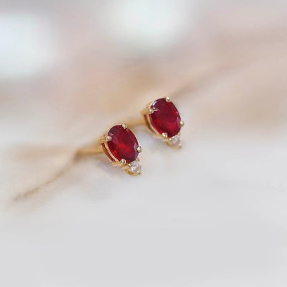 ruby diamond earrings 18k gold