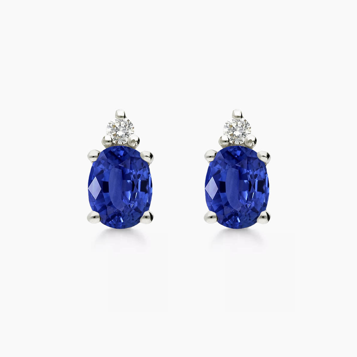 sapphire earrings diamonds 18k white gold