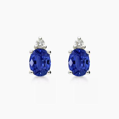 sapphire earrings diamonds 18k white gold