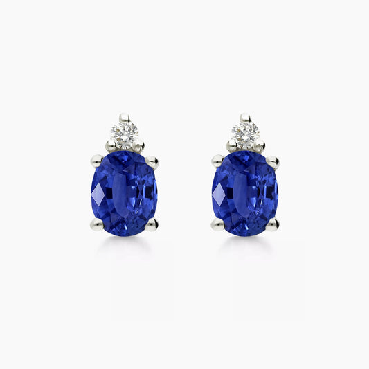 sapphire earrings diamonds 18k white gold
