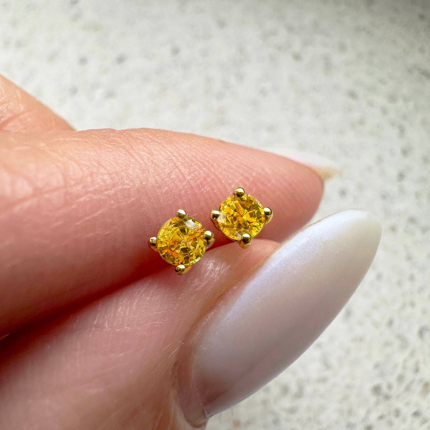 yellow tourmaline earrings 18k gold on hand