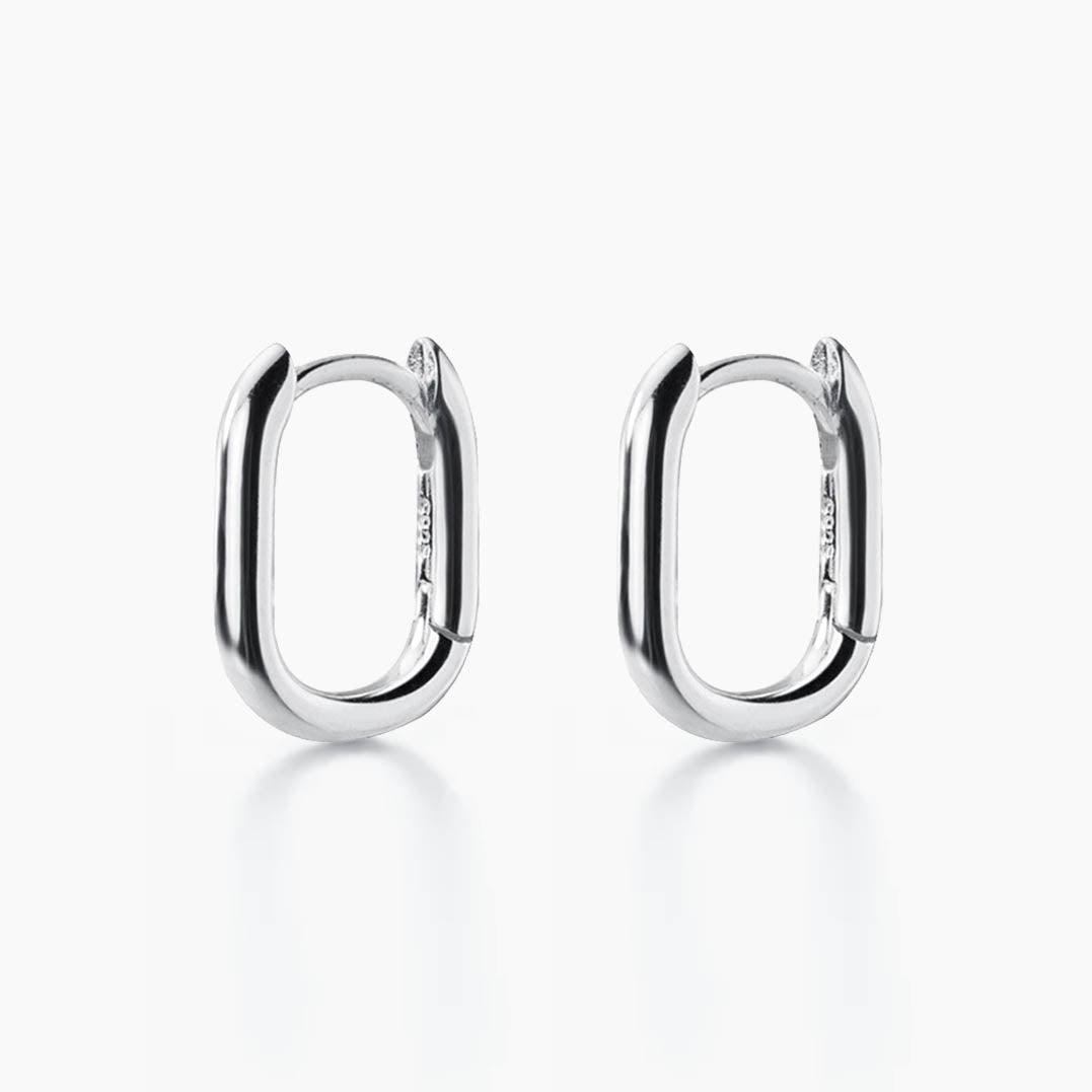 small oval earrings 18k white gold plated sterling silver