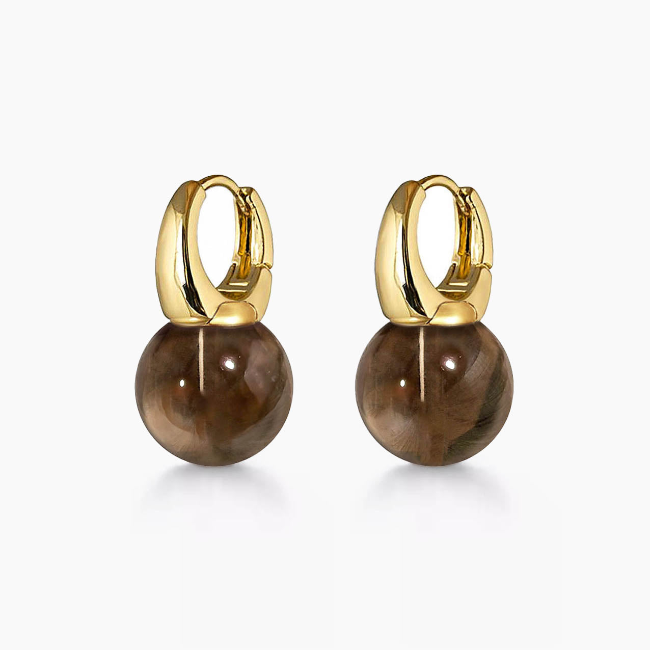 jullie smoky quartz ball earrings in 18k gold plated sterling silver