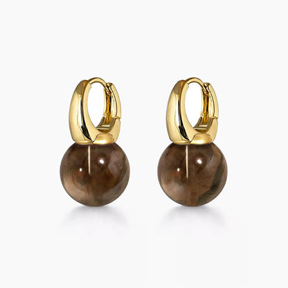 jullie smoky quartz ball earrings in 18k gold plated sterling silver