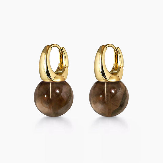 jullie smoky quartz ball earrings in 18k gold plated sterling silver