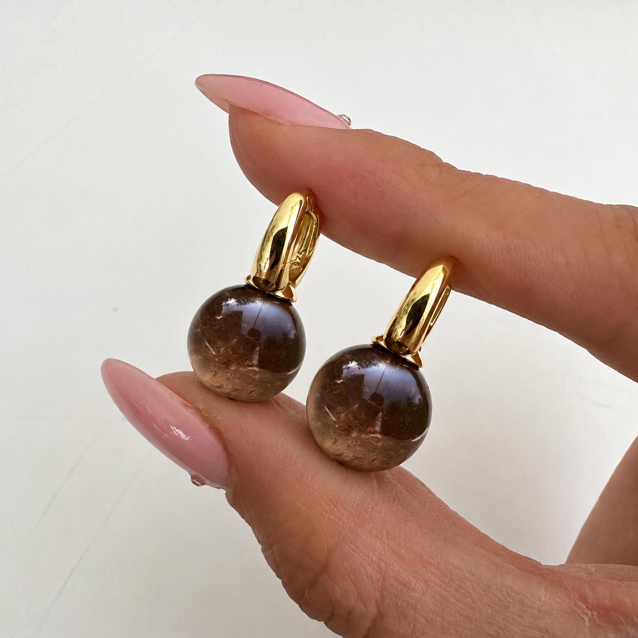 jullie smoky quartz ball earrings in 18k gold plated sterling silver