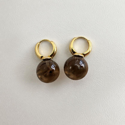jullie smoky quartz ball earrings in 18k gold plated sterling silver