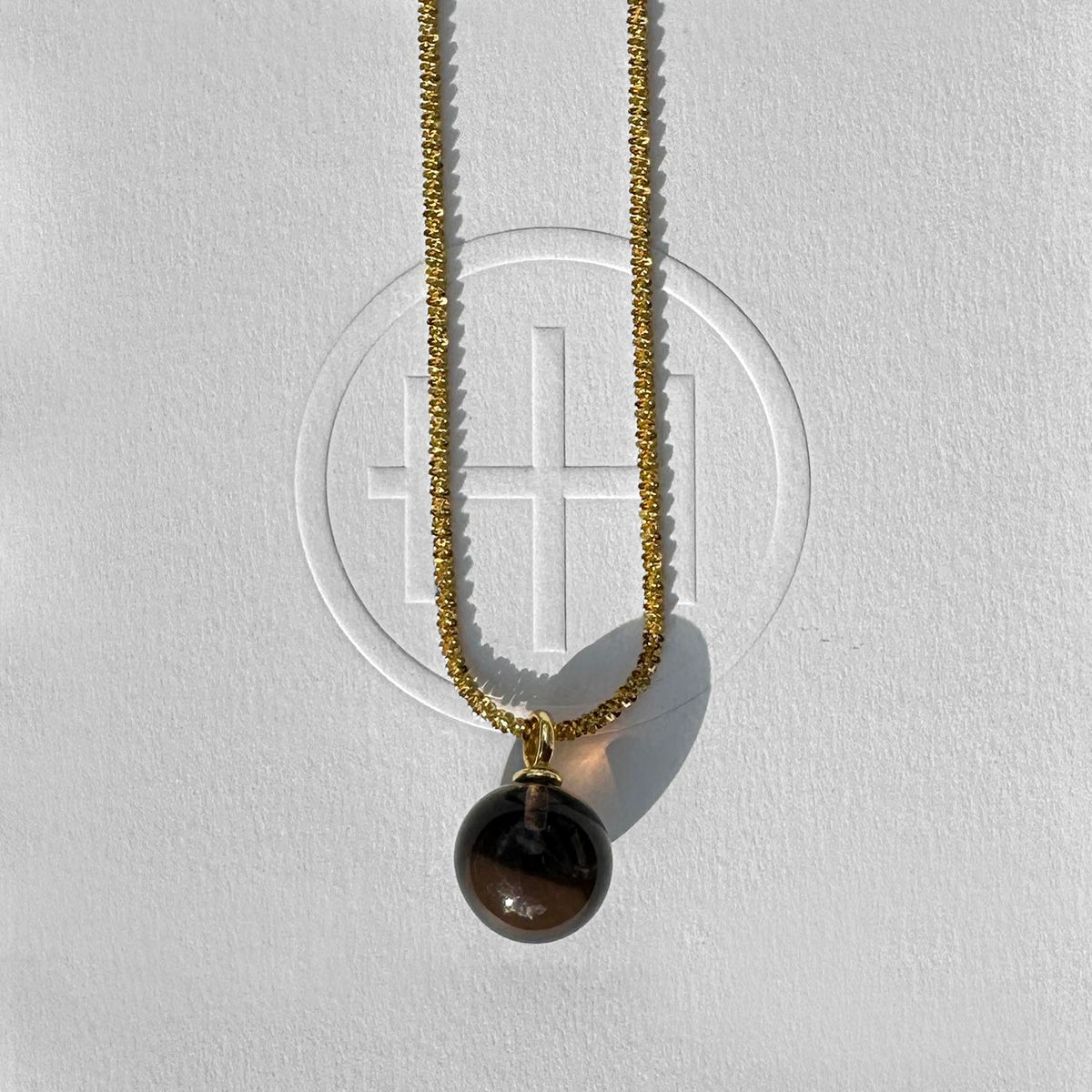 jullie smoky quartz ball necklace in 18k gold plated sterling silver on aitches