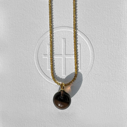 jullie smoky quartz ball necklace in 18k gold plated sterling silver on aitches