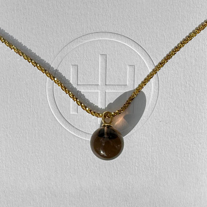 jullie smoky quartz ball necklace in 18k gold plated sterling silver