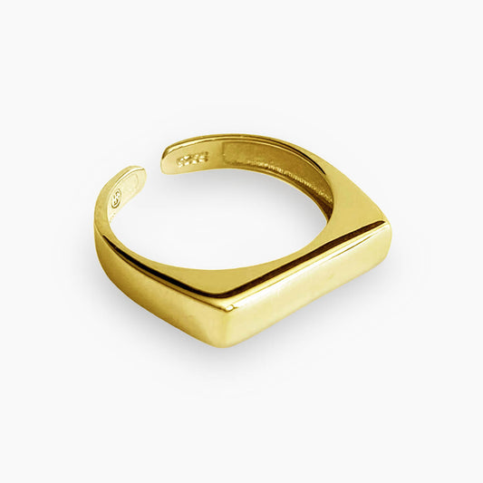 square ring 18k gold plated sterling silver