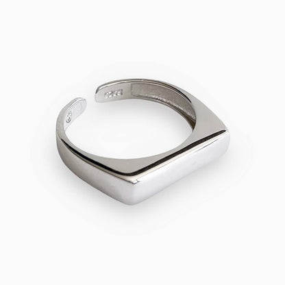 square ring 18k white gold plated sterling silver