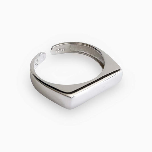 square ring 18k white gold plated sterling silver