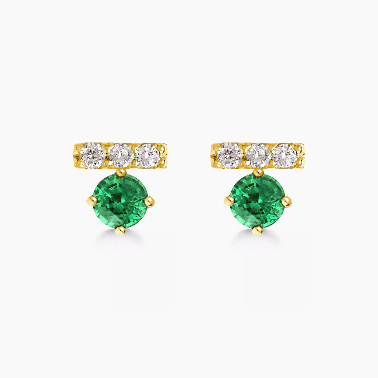 t for tulip emerald and diamond earrings in 18k gold