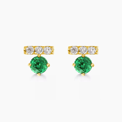 t for tulip emerald and diamond earrings in 18k gold