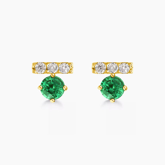 t for tulip emerald and diamond earrings in 18k gold