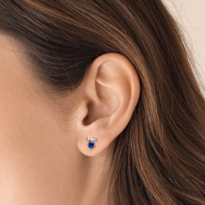 t for tulip sapphire diamond earrings 18k white gold on ear