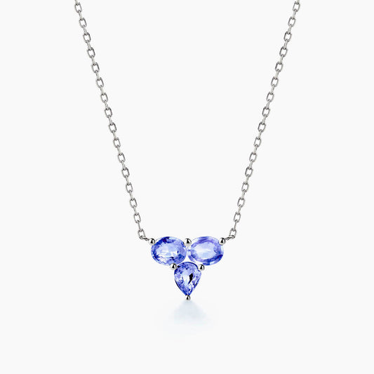 tanzanite 1ct necklace 18k white gold