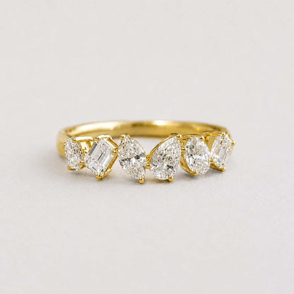 teide fancy cut diamond ring in 18k gold on table