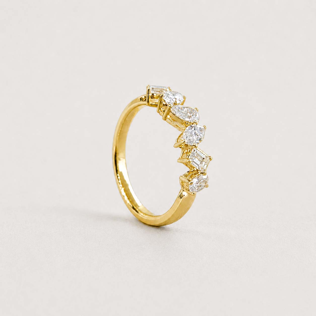 teide fancy cut diamond ring in 18k gold side view