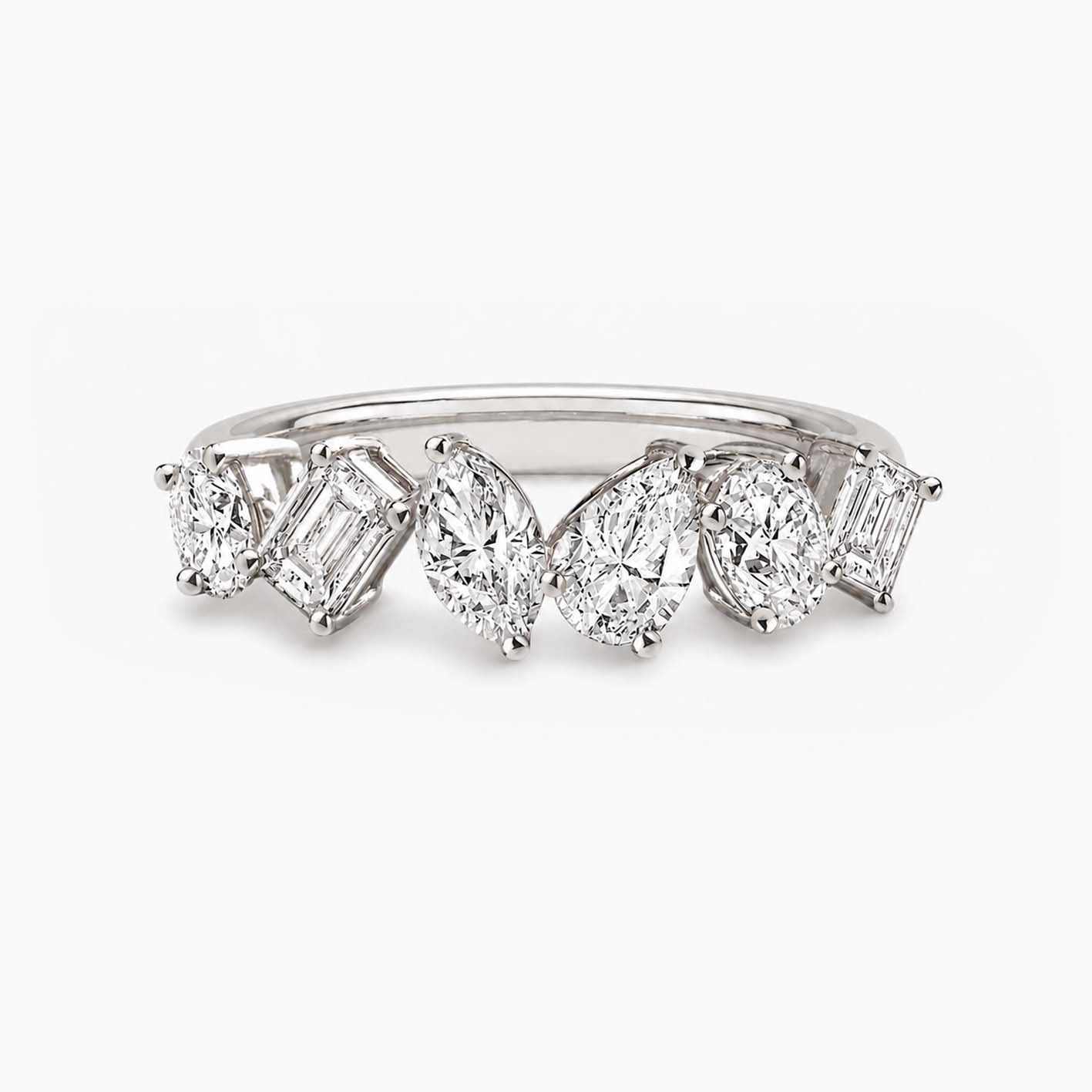 teide fancy cut diamond ring in 18k white gold