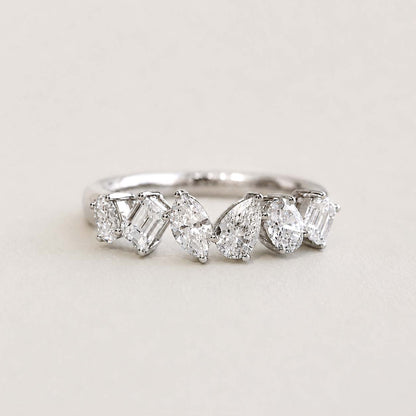 teide fancy cut diamond ring in 18k white gold on table