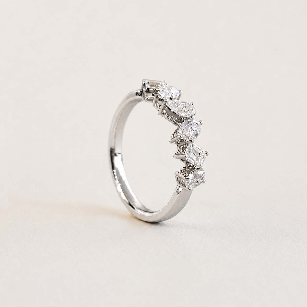 teide fancy cut diamond ring in 18k white gold side view