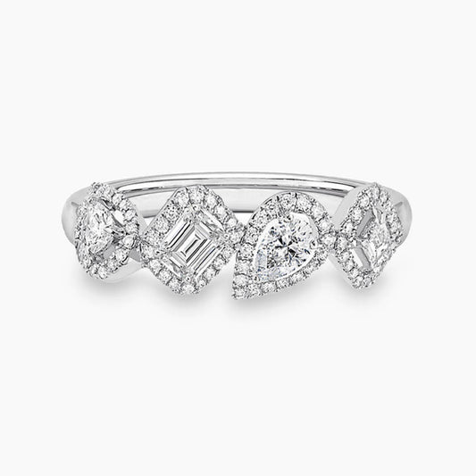 mixed-cut diamond ring 18k white gold