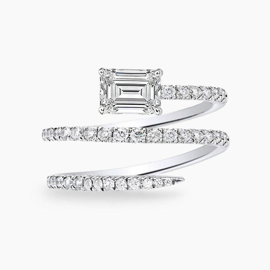 tiede emerald-cut diamond ring 18k white gold