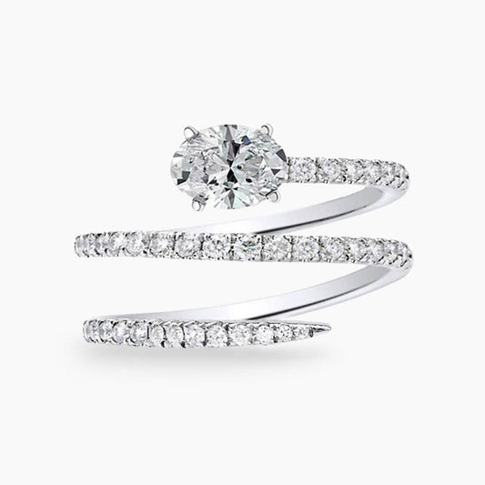 oval-cut diamond ring 18k white gold