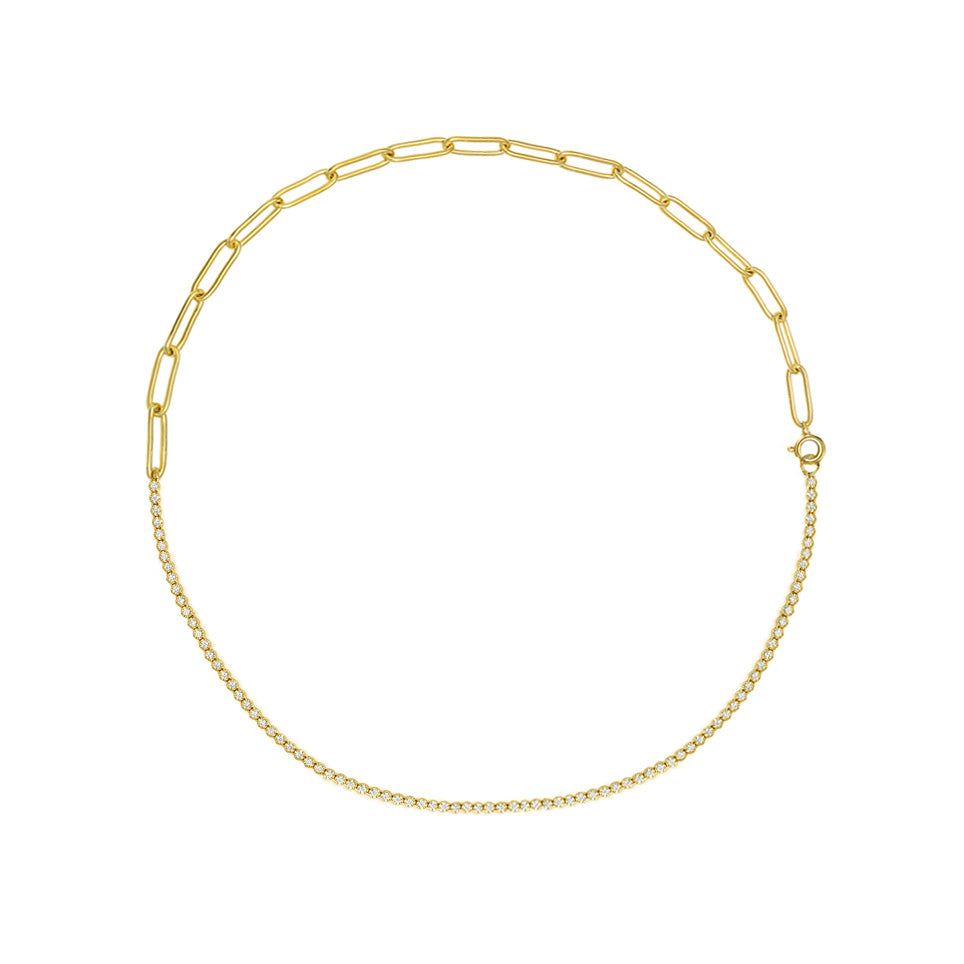 1.0ct half diamond tennis necklace 18k gold