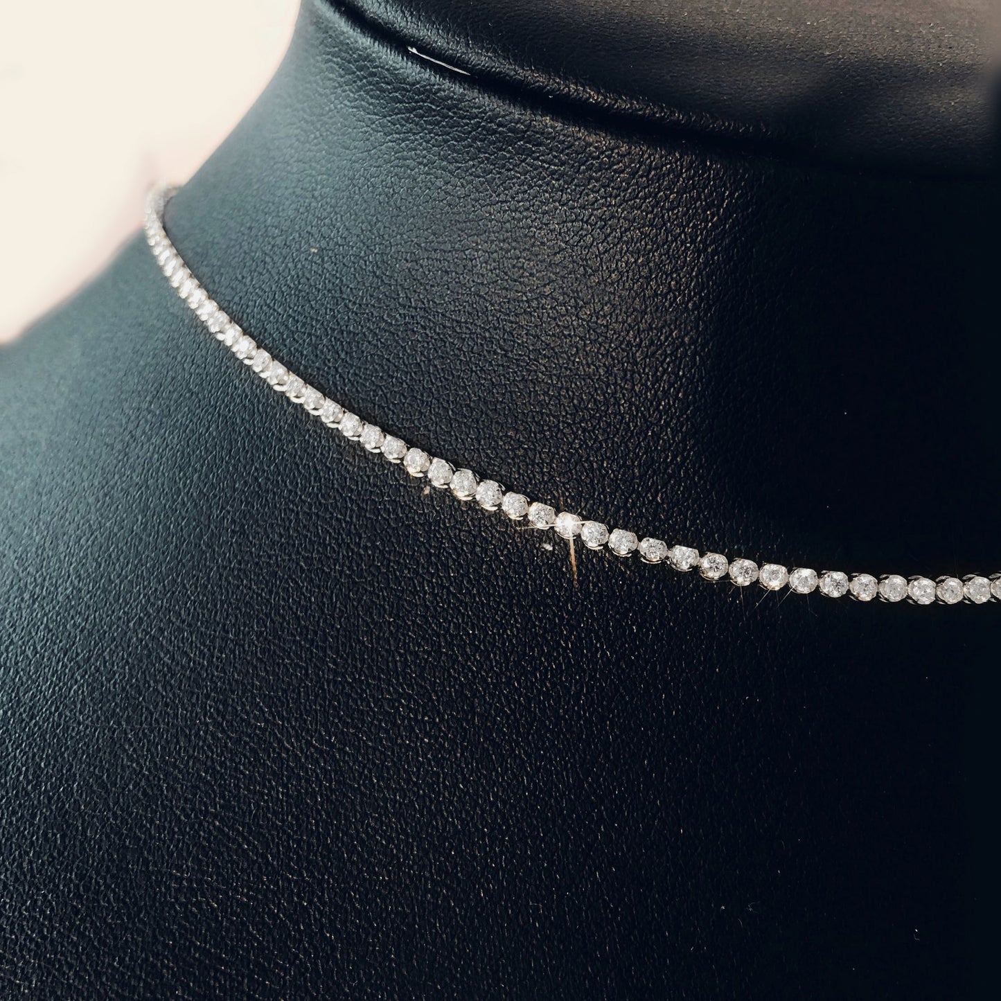 tennis necklace 18k white gold diamonds 2.0ct