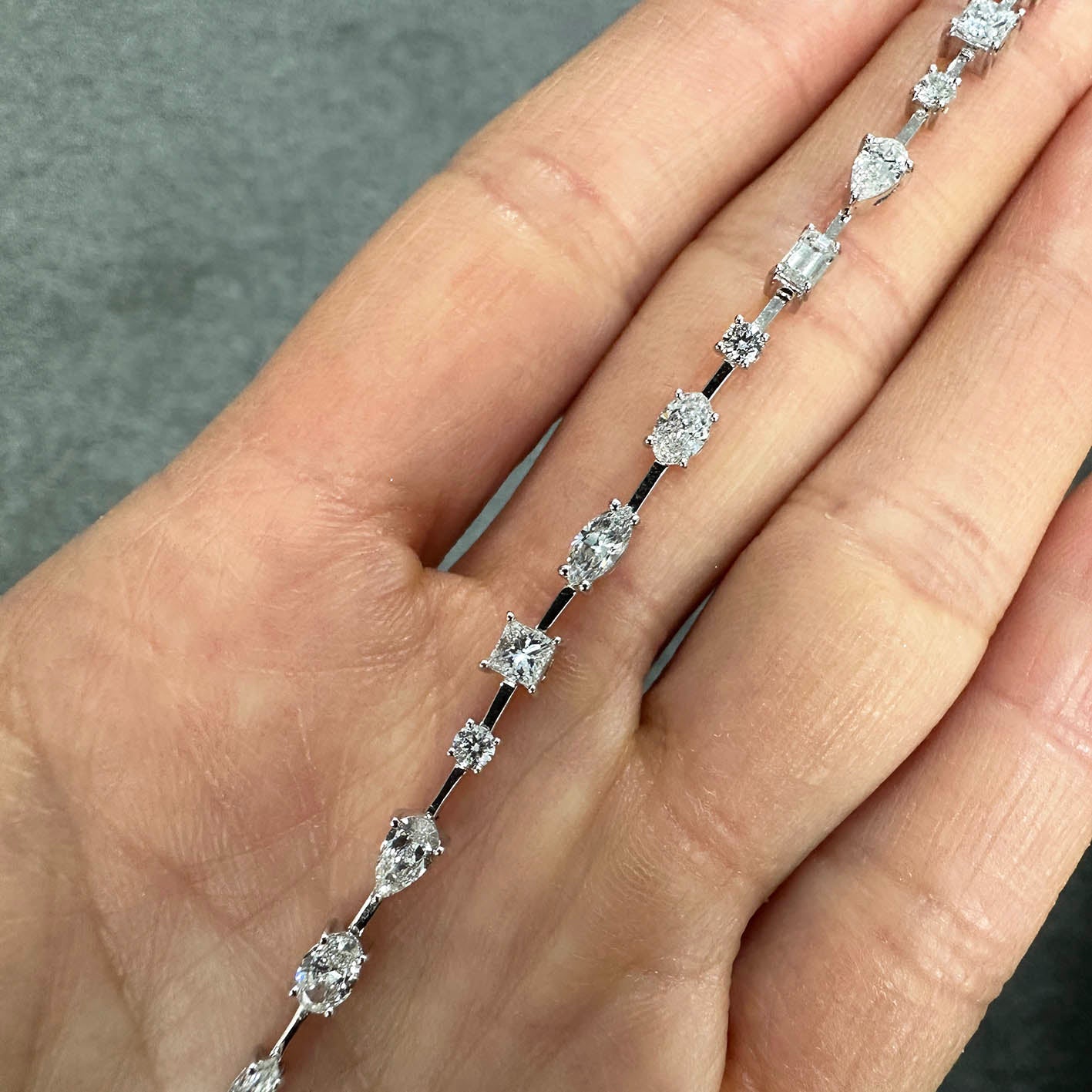 Tiede Fancy Cut Diamond Bracelet in 18K White Gold