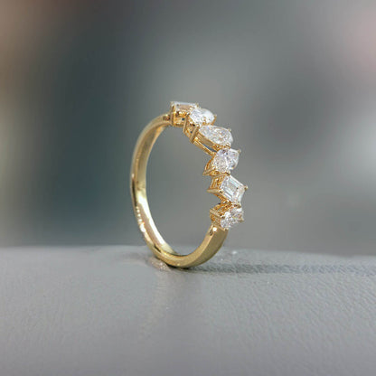 tiede fancy cut diamond ring in 18k gold on table