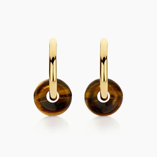 tiger eye big small oval earrings 18k gold plated sterling silver