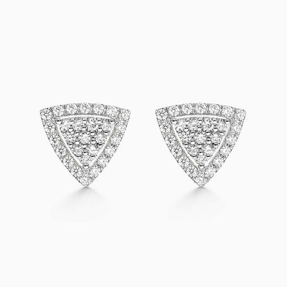 triangle cluster diamond earrings in 18k white gold