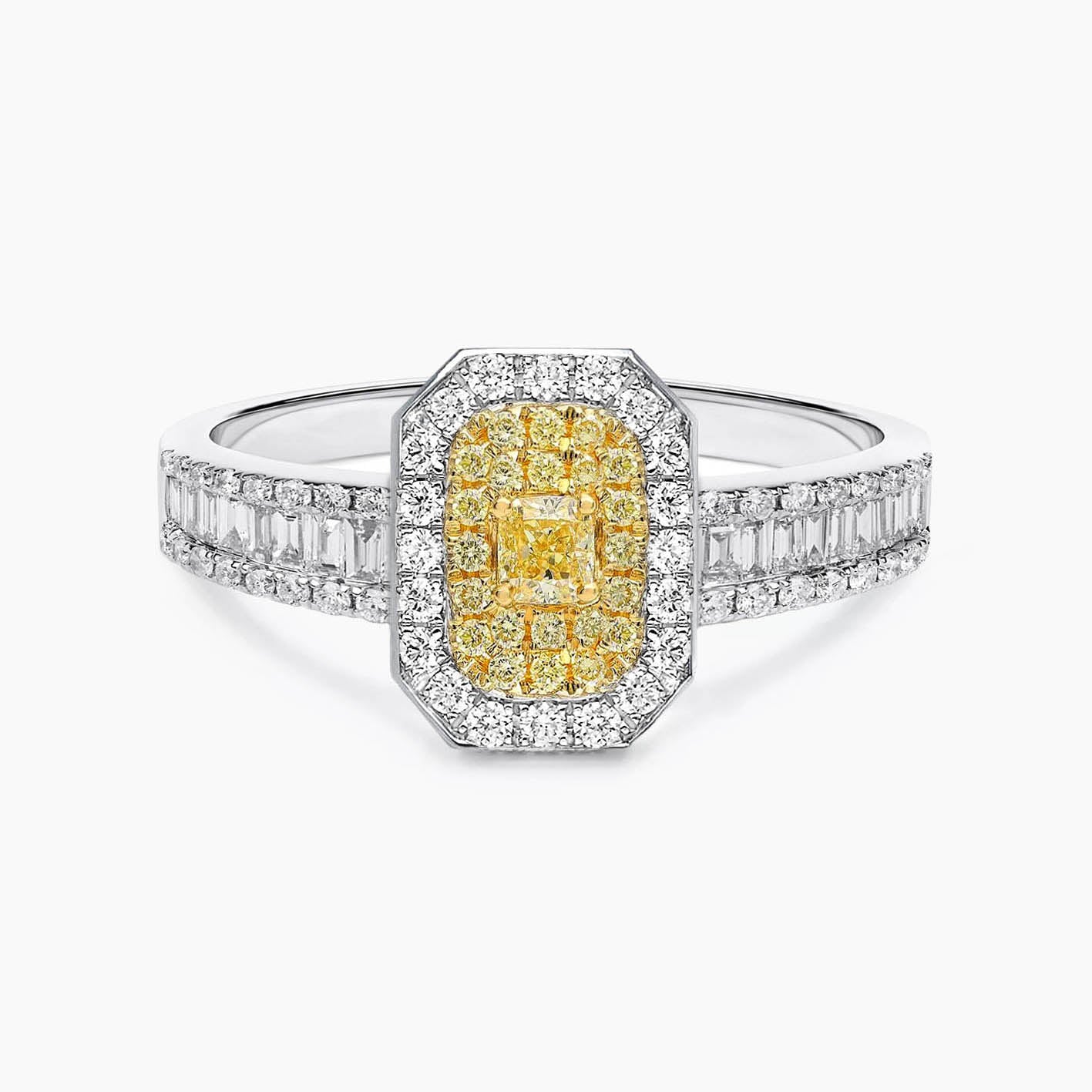 yellow diamond 109ct ring 18k white gold