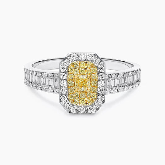 yellow diamond 109ct ring 18k white gold