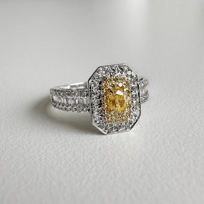 yellow diamond 109ct ring 18k white gold