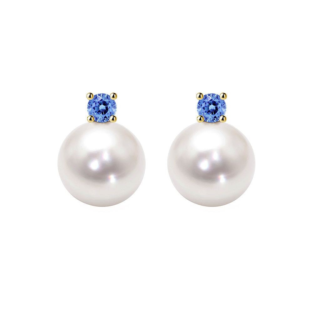 akoya pearl blue sapphire earrings 18k gold