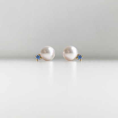 akoya pearl blue sapphire earrings 18k gold