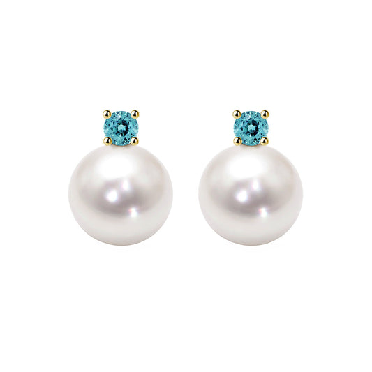 akoya pearl turquoise tourmaline earrings 18k gold