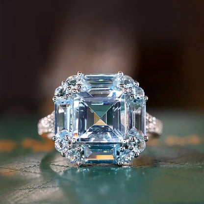 aquamarine diamond ring 18k white gold