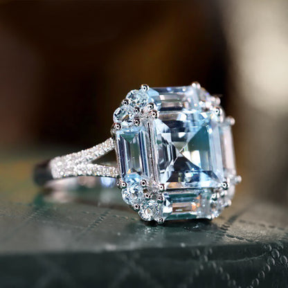 aquamarine diamond ring 18k white gold