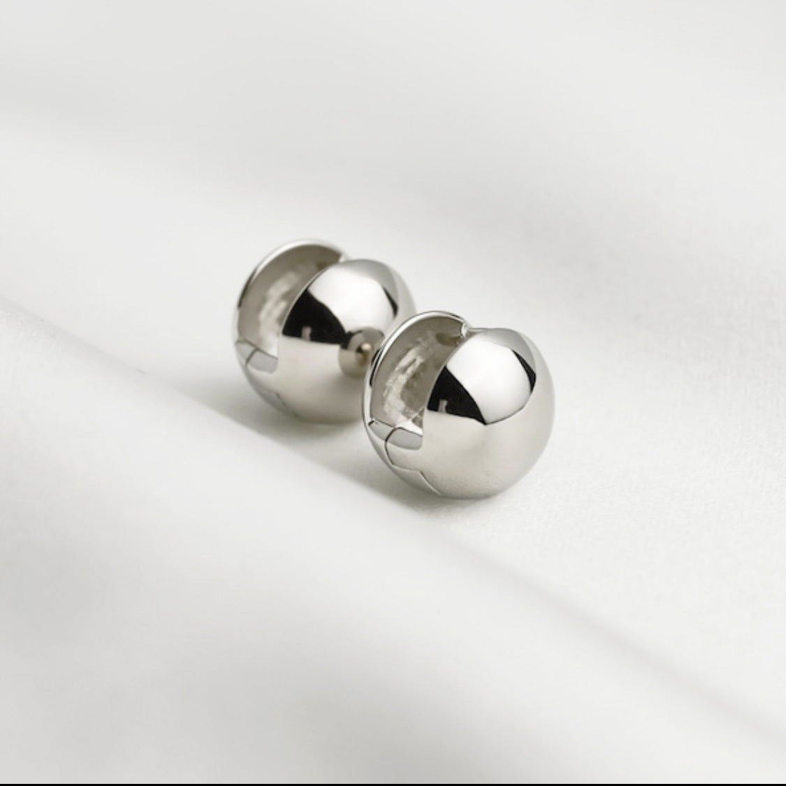 ball earrings 18k white gold plated sterling silver