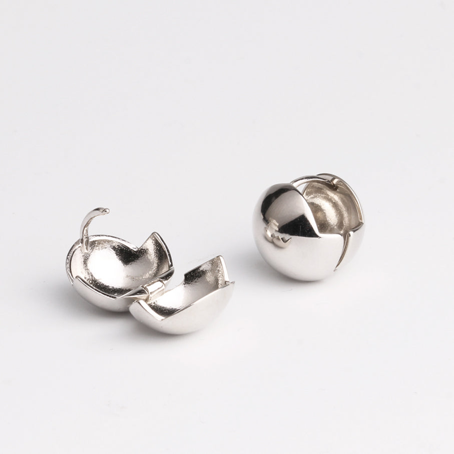 ball earrings 18k white gold plated sterling silver